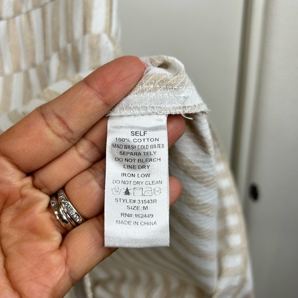 Milk & Honey Tan Cream Stripe Beach 100% Cotton Elastic Waist Romper Womens Med - Picture 9 of 10